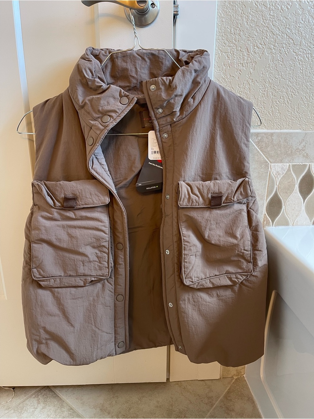 NWT! Free People Puffer Vest in Taupe - XS